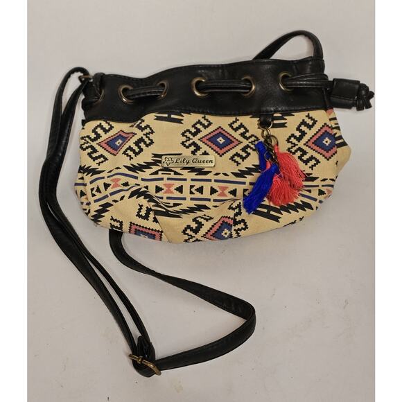 Lily Queen Southwestern Boho Draw String Bag Across Body Shoulder - Picture 1 of 10
